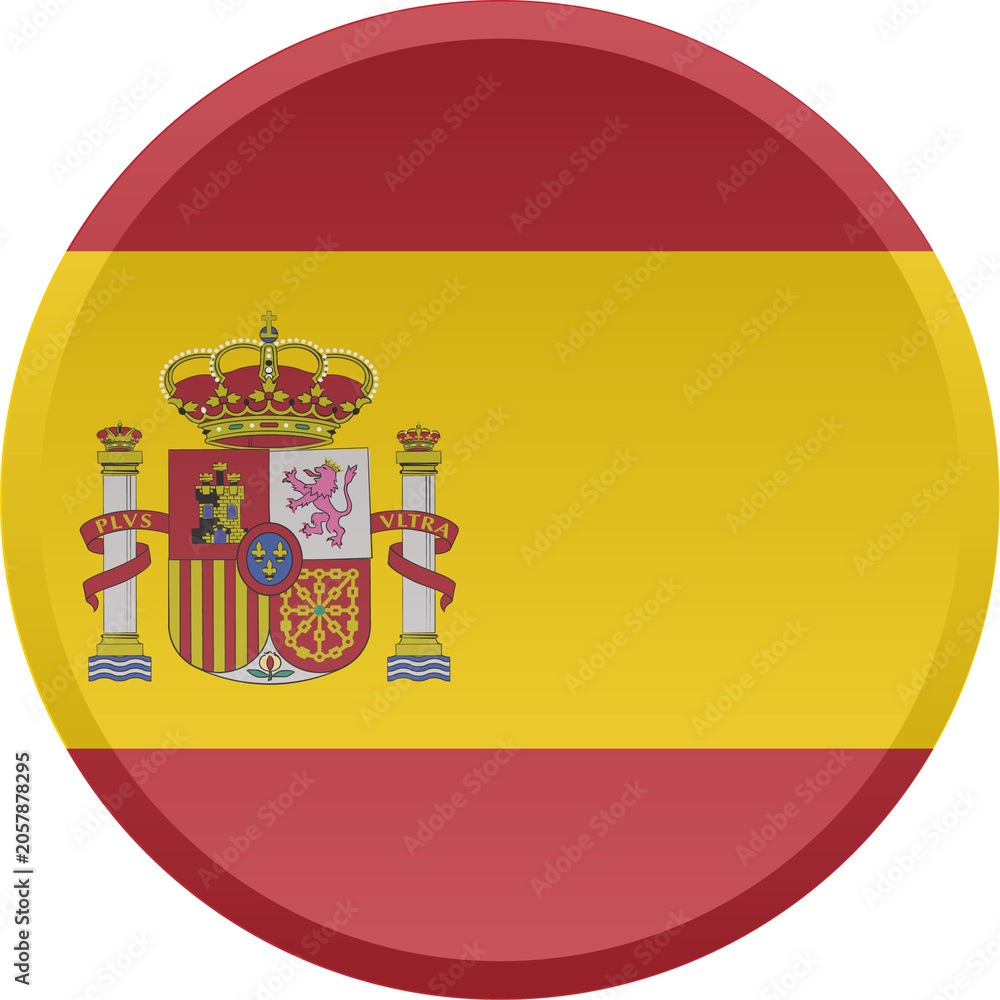Fototapeta premium Transparent Spain Round DISC Flag Icon with 3D Look