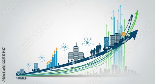 Conceptual illustration of business growth and startup success.