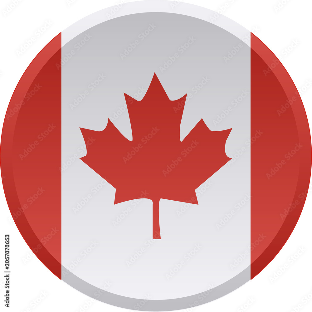 Obraz premium Transparent Canada Round DISC Flag Icon with 3D Look