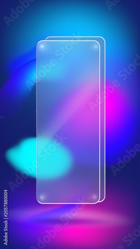 Bright Colored Abstract Background With Blurred Shapes and a Smartphone Outline in the Center Showing a Modern Design