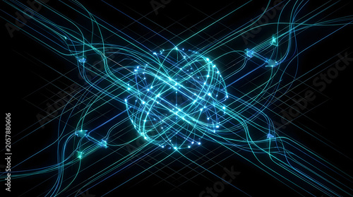 Futuristic digital infrastructure background with data network threads