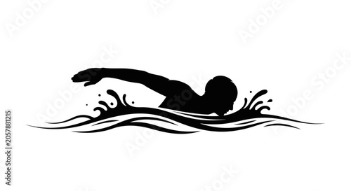 Swimmer In Water Black Silhouette swimming athlete