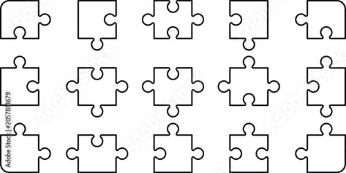 Obraz na płótnie Jigsaw puzzle piece vector icon set with separate connecting parts for business