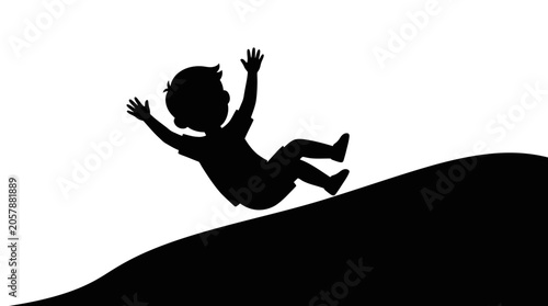 Photos Child Falling Silhouette Against White Background childhood