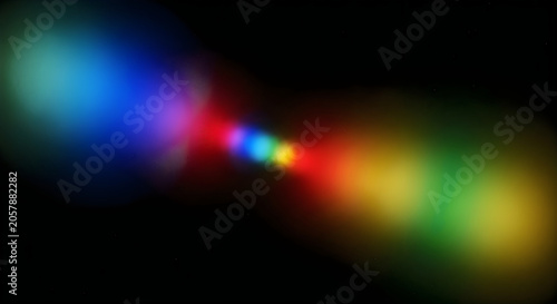 Quadro su tela Vibrant rainbow light spectrum with colorful beams on a dark background