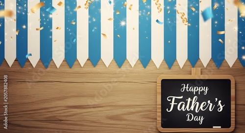 white and blue ribbon with fathers day text