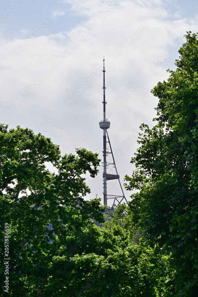 Obraz premium Tbilisi TV broadcasting communications tower in Tbilisi, Georgia