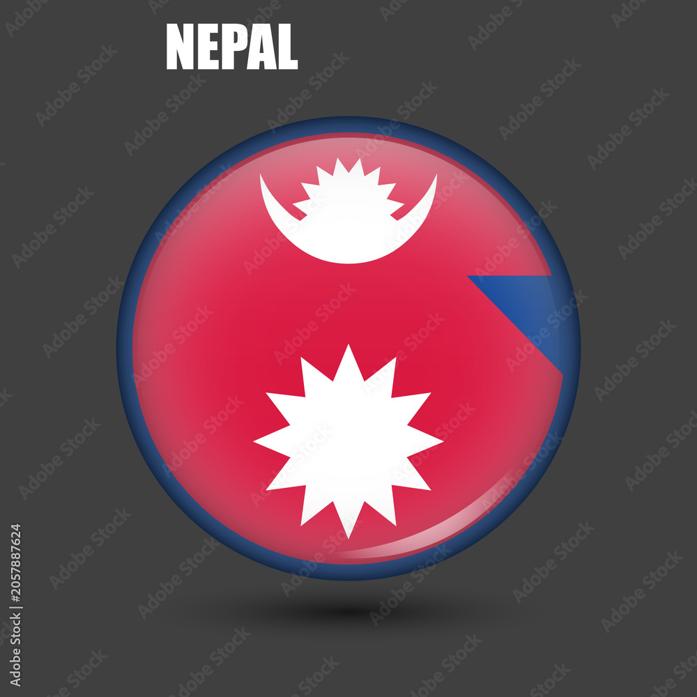 Obraz premium The national flag of Nepal is round.Vector.Round 3d flag icon with high detail.Ball-shaped flag illustration.