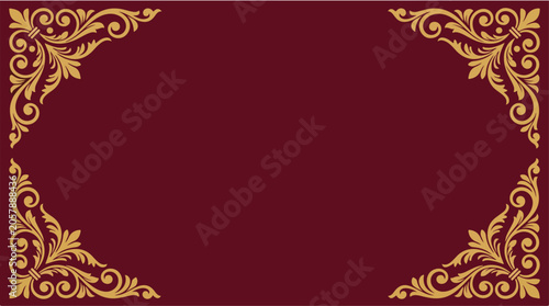 Elegant Maroon Background with Golden Decorative Corner Ornaments