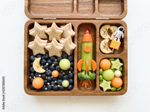 Themed decorated cookies in wooden box