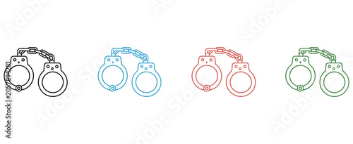 Tableau sur toile handcuffs police arrest and criminal justice icon set, law enforcement restraint
