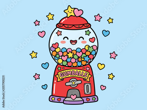 Colorful cartoon gumball machine toy.