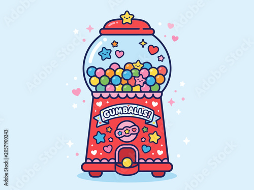 Colorful cartoon gumball machine toy.