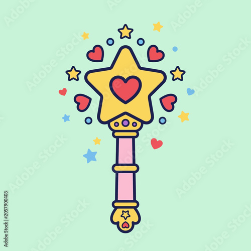 Magical star shaped wand with heart.