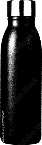 Black Plastic Bottle Isolated on White Background with Clean Design