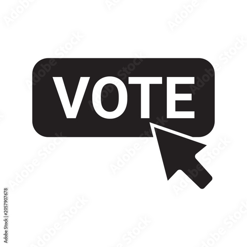Vote button icon with computer mouse cursor pointer isolated on white background