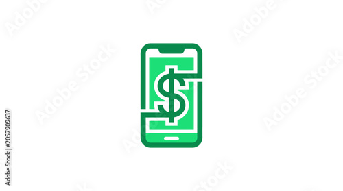Green smartphone with dollar sign.