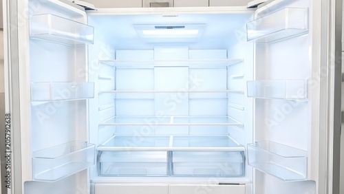 Empty white refrigerator interior
