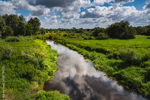 Schilderij op canvas lowland landscape with the Krzna River near its confluence with the Bug Riverlow