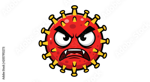 Konstfotografi Angry cartoon virus cell face closeup.