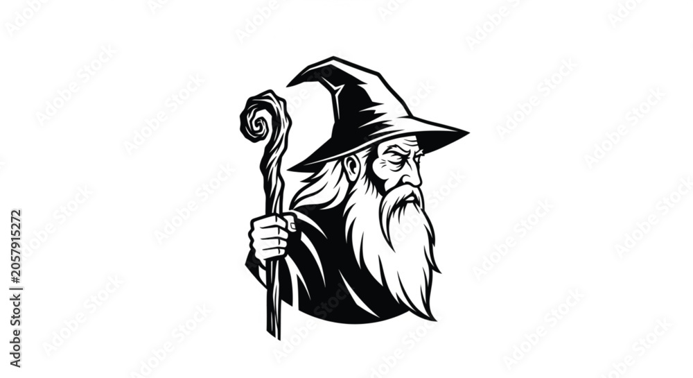 Obraz premium Wise old wizard with long beard.