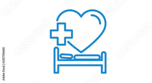 Hospital Bed with Heart Symbol.