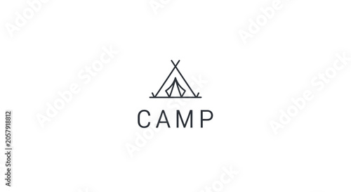 Valokuva Camping logo with tent icon.