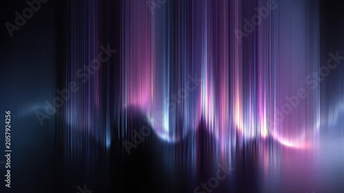 Abstract Purple Blue Vertical Light Streaks Aurora Ethereal Dark Background Cosmic Elegant Dreamy