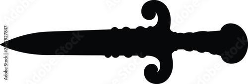 Photos Ornate dagger silhouette illustration with decorative hilt and sharp blade desig