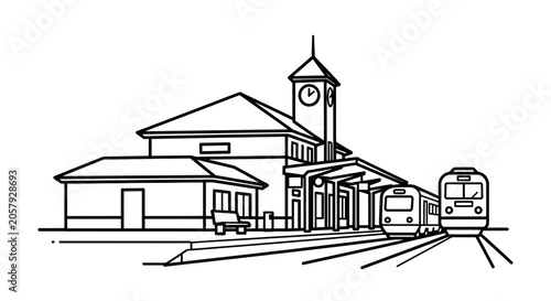 Εκτύπωση καμβά Train Station with Clock Tower Building.