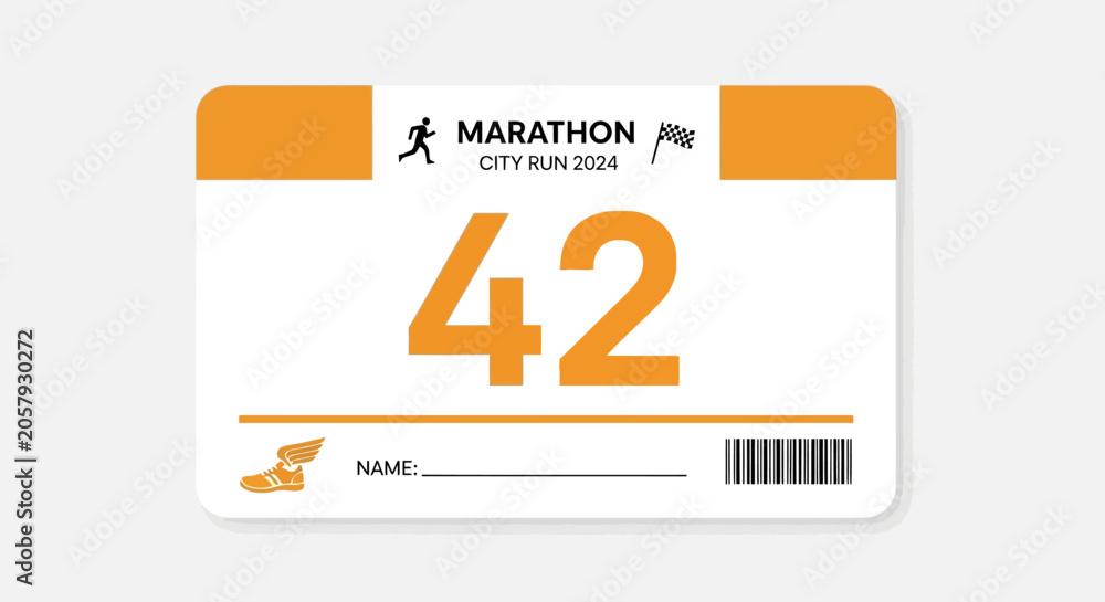 Photography Poster Marathon race bib number 42 for city run event