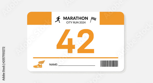 Fotografie Marathon race bib number 42 for city run event.