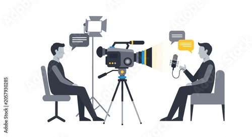 Canvastavla Two men engaged in a professional video interview setup.