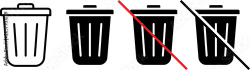 Foto Set of trash can icons in different styles