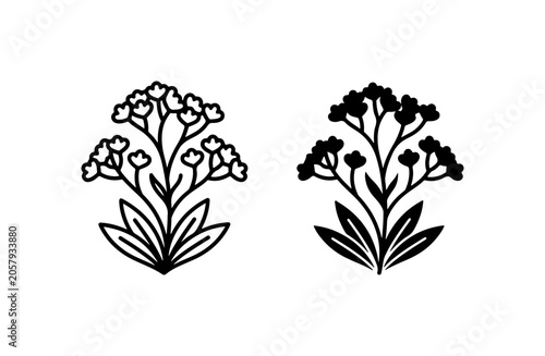 Floral Emblems, Botanical Icons, Delicate Flower Designs, Vector Art