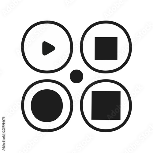 Minimalist geometric icons set on white background