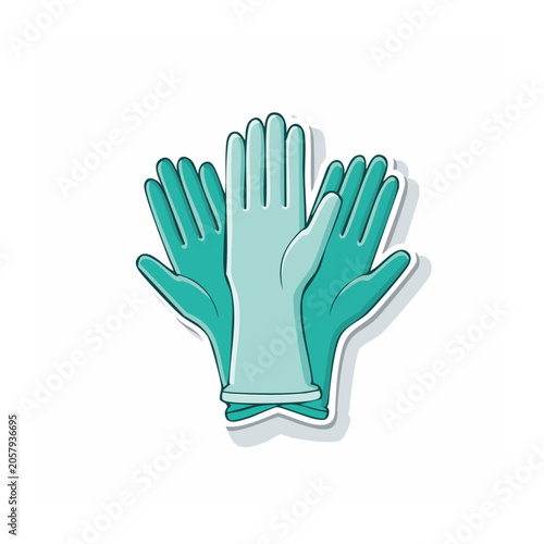 Teal Latex Gloves Illustration