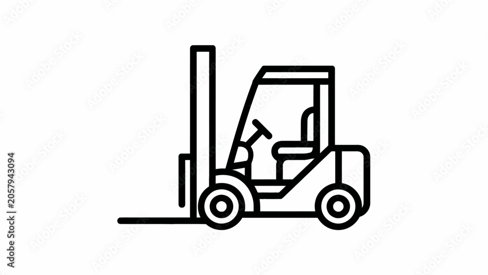 Naklejka premium Minimalist Forklift Equipment Outline Vector Icon in Clean Black Line Art Style