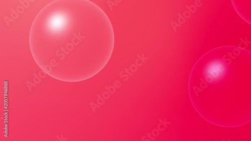 Pink Red Coral Glass Bubbles Motion Background, Smooth Floating Bubbles Animation Seamless Loop, 4K