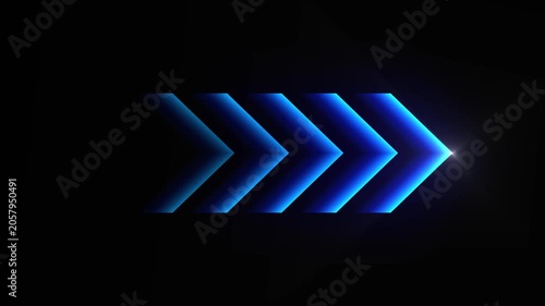 Right direction neon arrow. Abstract directional arrow loading. Traffic direction.