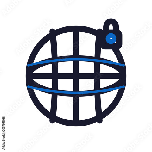 VPN virtual private network icon — globe tunnel outline