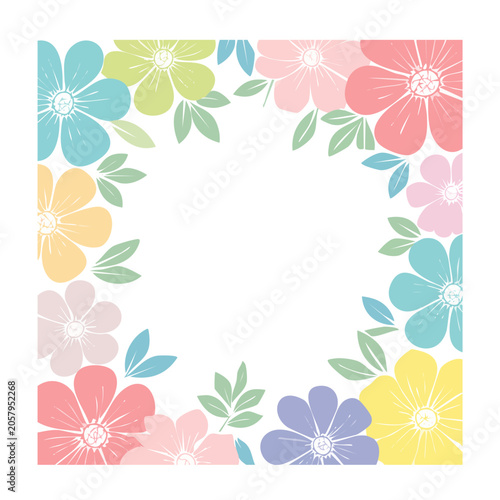 Scattered floral vector flowers on transparent background