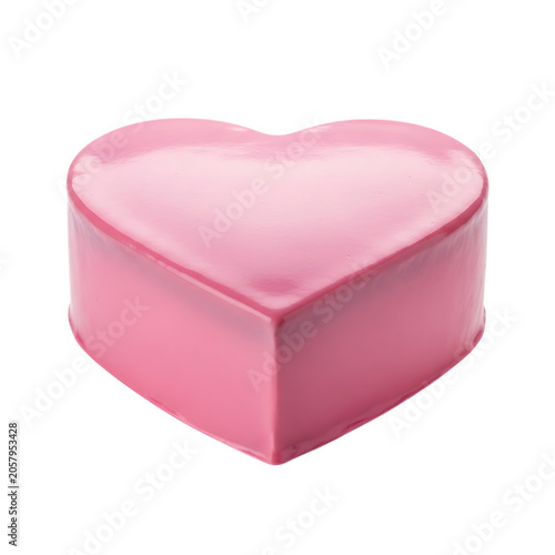 Pink heart shaped dessert on transparent background.
