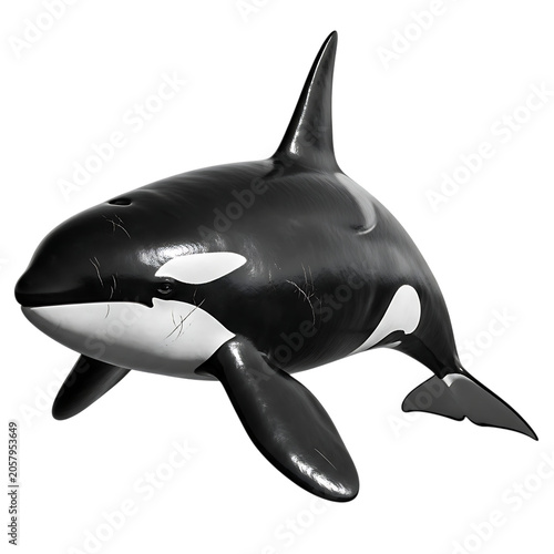 Majestic orca whale swimming in deep sea.