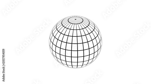 Animated globe icon looping motion graphic with Alpha channel 4k video. Minimal world map globe earth icon. Simple striped earth globe planet rotating concept.