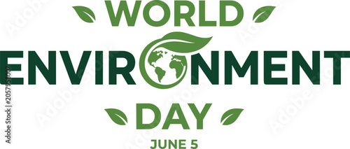 World environment day graphic with globe and leaves june 5th observance illustration