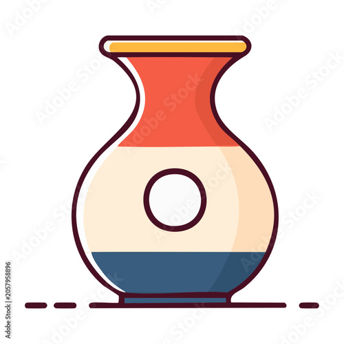 Flat design red and blue cup with saucer