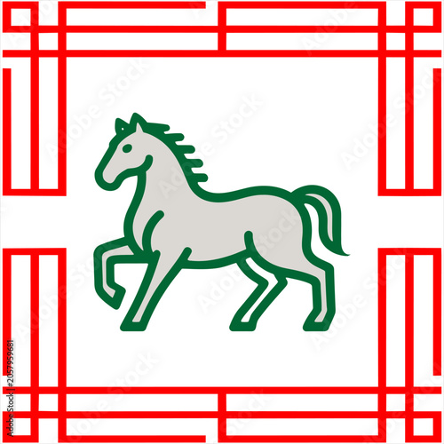 Cuadro en lienzo Minimalist graphic illustration of a standing horse in profile.
