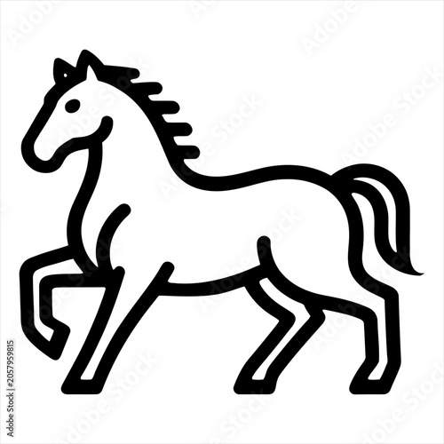 Minimalist Line Art Illustration of a Galloping Horse.