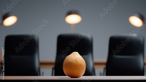 Squeezed lemon alone in an empty office after hours, symbolizing exhaustion, burnout, and emotional depletion in modern work culture.